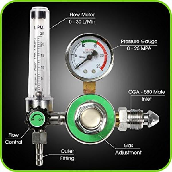 Argon Flow Meter Regulator Mig Tig Flowmeter Welding Welder Gauge CGA-580